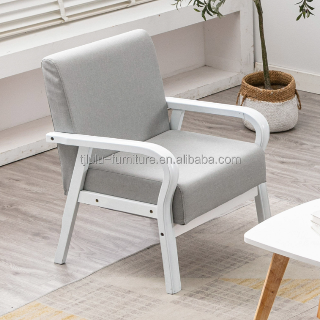 Home Furniture Lounge Modern Wood Arm Chair Sofa Chair with PU Leather/Fabric Cover Material Mail Packing N